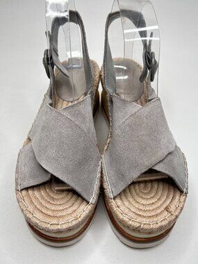 Marc Fisher Womens Sandals Espadrilles sz 7.5 Glenna Platform Suede Slingback
